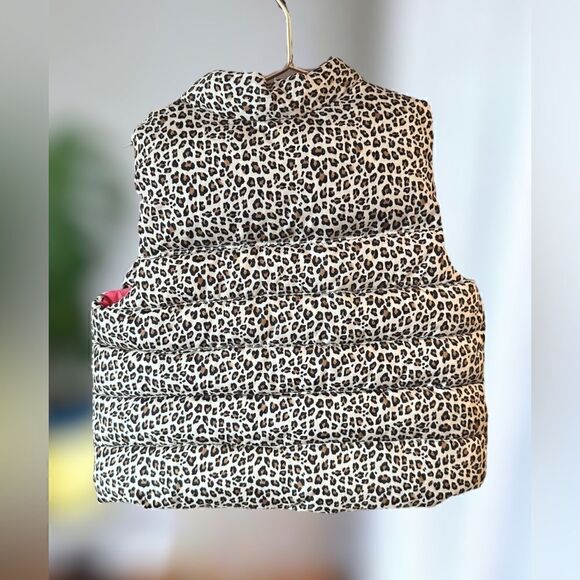 BabyGAP | Baby Toddler Girls 6-12 Month Puffer Vest Leopard Print Hot Pink Tan - Picture 3 of 10